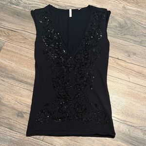 Chic Black Embellished Women's Blouse